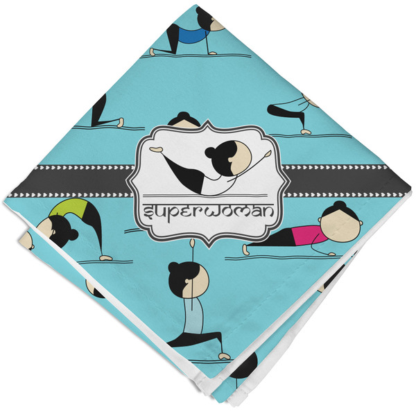 Custom Yoga Poses Cloth Cocktail Napkin - Single w/ Name or Text
