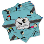 Yoga Poses Cloth Cocktail Napkins - Set of 4 w/ Name or Text
