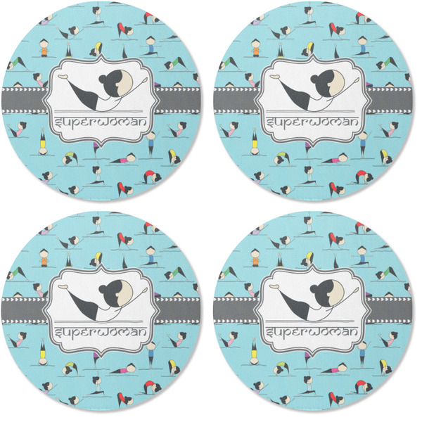 Yoga Poses Coaster Round Rubber Back - Apvl