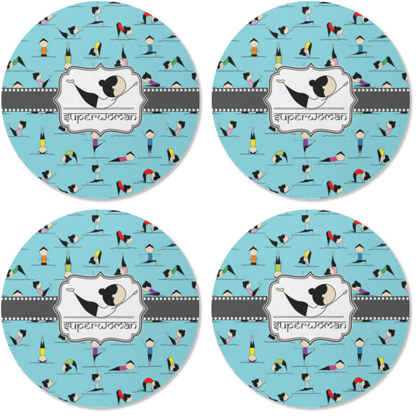 Yoga Poses Coaster Round Rubber Back - Apvl
