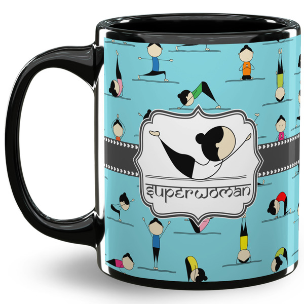 Custom Yoga Poses 11 Oz Coffee Mug - Black (Personalized)