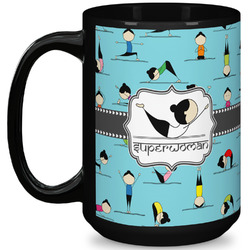 Yoga Poses 15 Oz Coffee Mug - Black (Personalized)