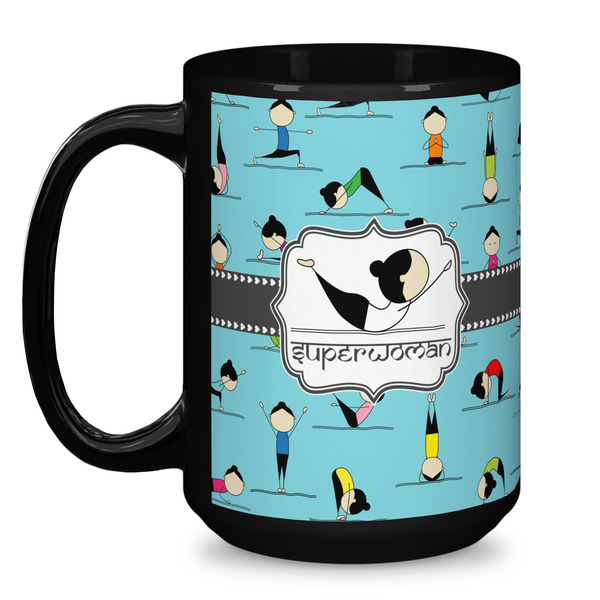 Yoga Poses Coffee Mug - 15 oz - Black