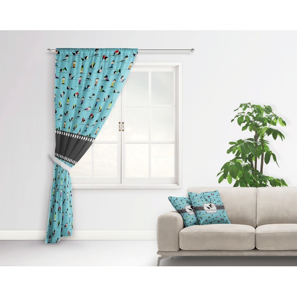 Yoga Poses Curtain With Window and Rod - in Room Matching Pillow