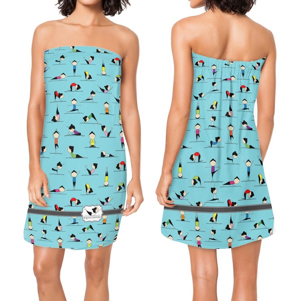 Yoga Poses Custom Bath Wrap - Front & Back View