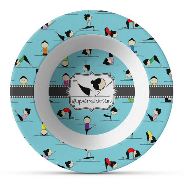 Custom Yoga Poses Plastic Bowl - Microwave Safe - Composite Polymer (Personalized)