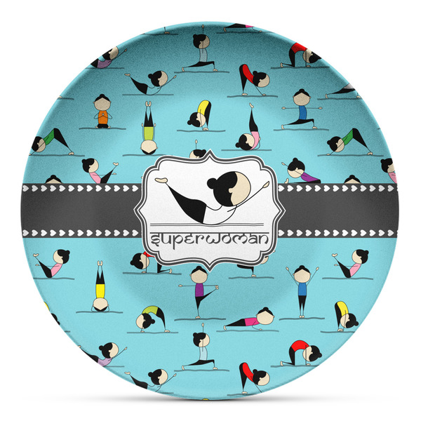 Custom Yoga Poses Microwave Safe Plastic Plate - Composite Polymer (Personalized)