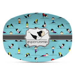 Yoga Poses Plastic Platter - Microwave & Oven Safe Composite Polymer (Personalized)