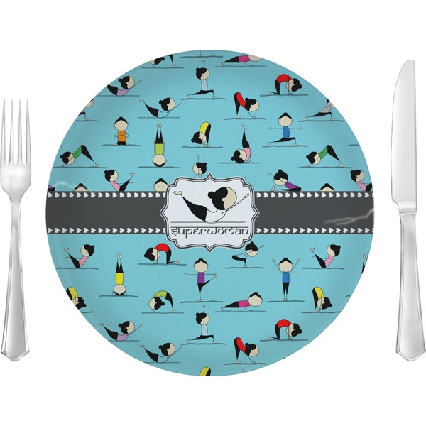 Custom Yoga Poses Glass Lunch / Dinner Plate 10" (Personalized)