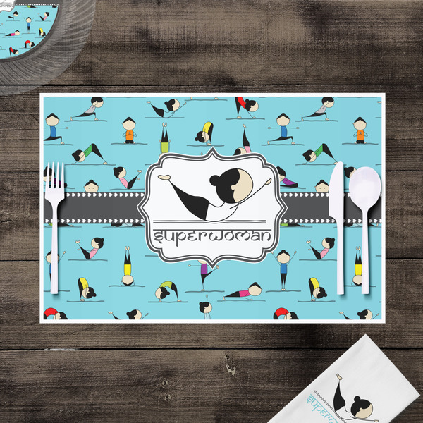 Yoga Poses Disposable Paper Placemat - In Context