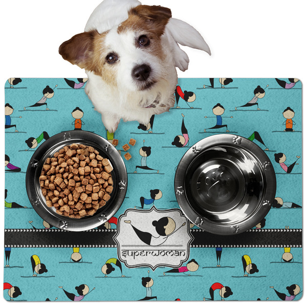Yoga Poses Dog Food Mat - Medium LIFESTYLE