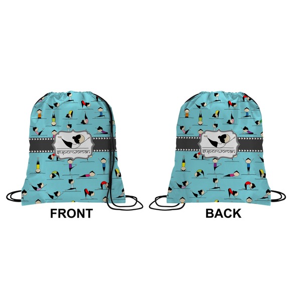 Yoga Poses Drawstring Backpack Front & Back Small