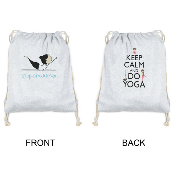 Yoga Poses Drawstring Backpacks - Sweatshirt Fleece - Double Sided - APPROVAL