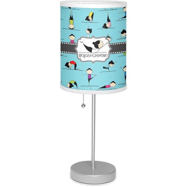 Custom Yoga Poses 7" Drum Lamp with Shade Linen (Personalized)
