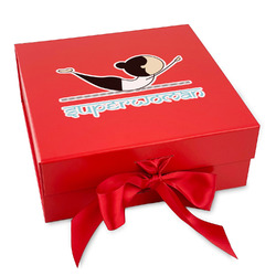 Yoga Poses Gift Box with Magnetic Lid - Red (Personalized)