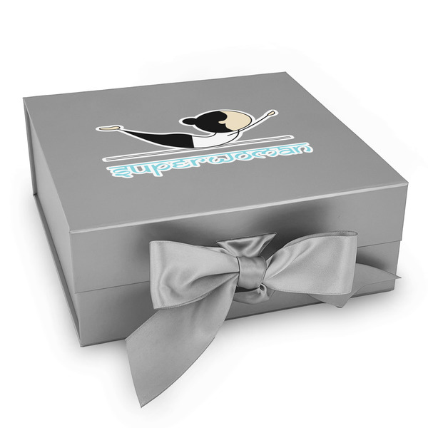 Custom Yoga Poses Gift Box with Magnetic Lid - Silver (Personalized)