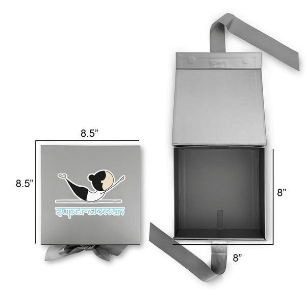 Yoga Poses Gift Boxes with Magnetic Lid - Silver - Open & Closed