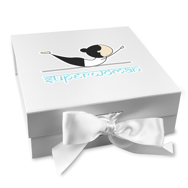 Custom Yoga Poses Gift Box with Magnetic Lid - White (Personalized)
