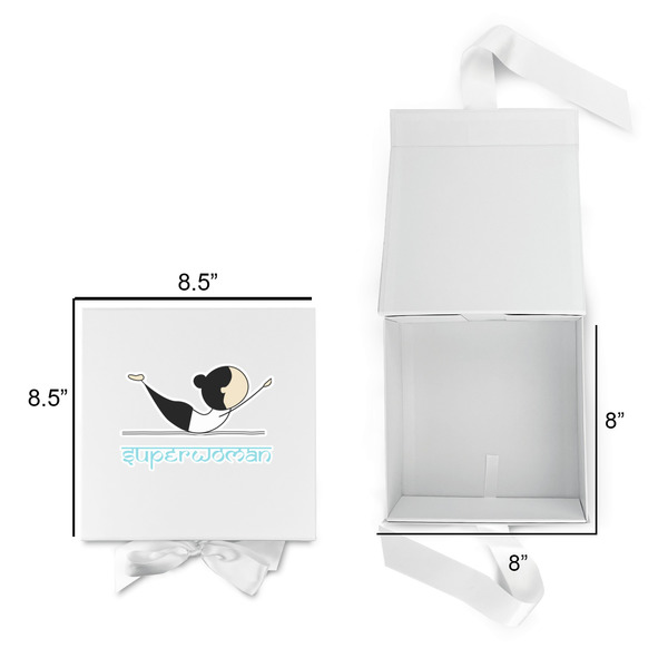 Yoga Poses Gift Boxes with Magnetic Lid - White - Open & Closed