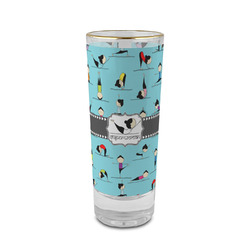 Yoga Poses 2 oz Shot Glass -  Glass with Gold Rim - Set of 4 (Personalized)