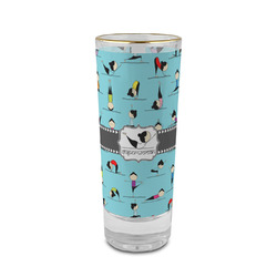 Yoga Poses 2 oz Shot Glass - Glass with Gold Rim (Personalized)