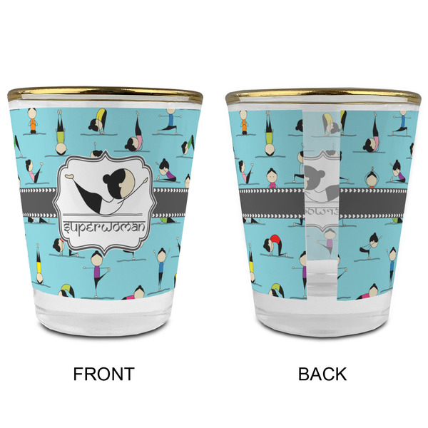 Yoga Poses Glass Shot Glass - with gold rim - APPROVAL