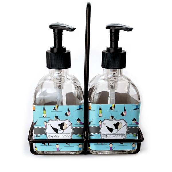 Custom Yoga Poses Glass Soap & Lotion Bottle Set (Personalized)