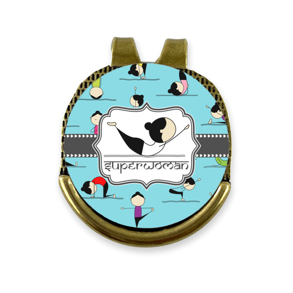 Custom Yoga Poses Golf Ball Marker - Hat Clip - Gold