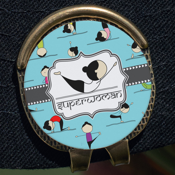 Yoga Poses Golf Ball Marker Hat Clip - Gold - Close Up