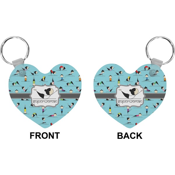 Yoga Poses Heart Keychain (Front + Back)