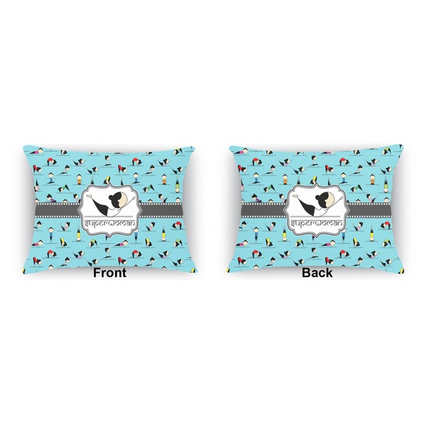 Yoga Poses  Indoor Rectangular Burlap Pillow (Front and Back)