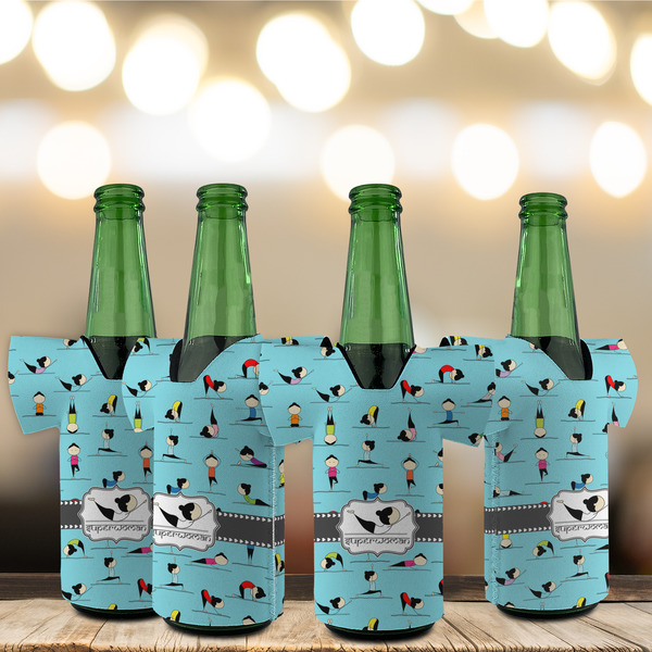 Yoga Poses Jersey Bottle Cooler - Set of 4 - LIFESTYLE