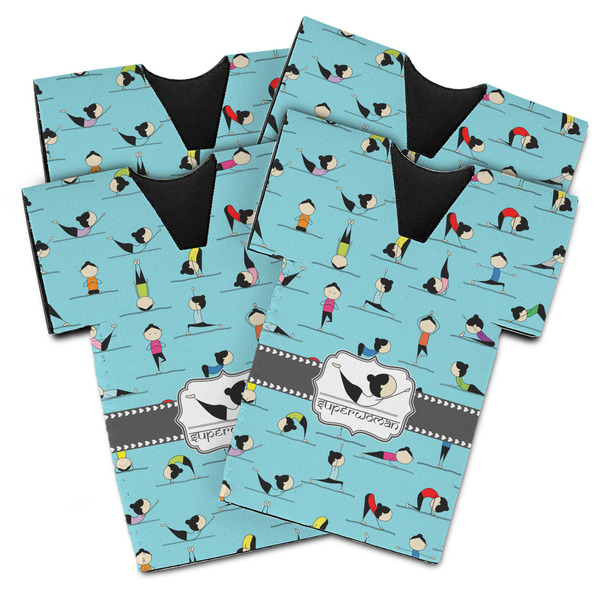 Custom Yoga Poses Jersey Bottle Cooler - Set of 4 (Personalized)