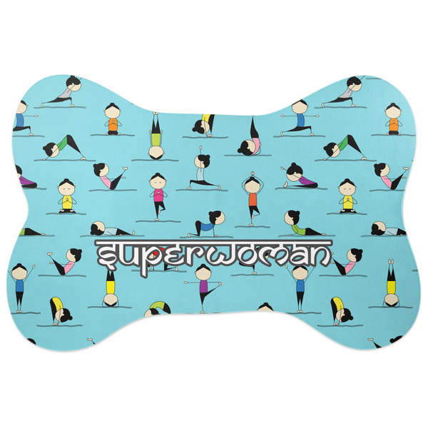 Custom Yoga Poses Bone Shaped Dog Food Mat (Large) (Personalized)