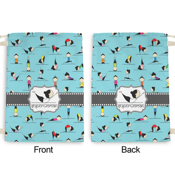 Yoga Poses Large Laundry Bag - Front & Back View