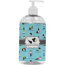 Yoga Poses Plastic Soap / Lotion Dispenser (16 oz - Large - White) (Personalized)