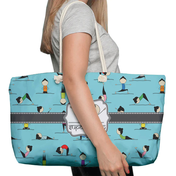Yoga Poses Large Rope Tote Bag - In Context View