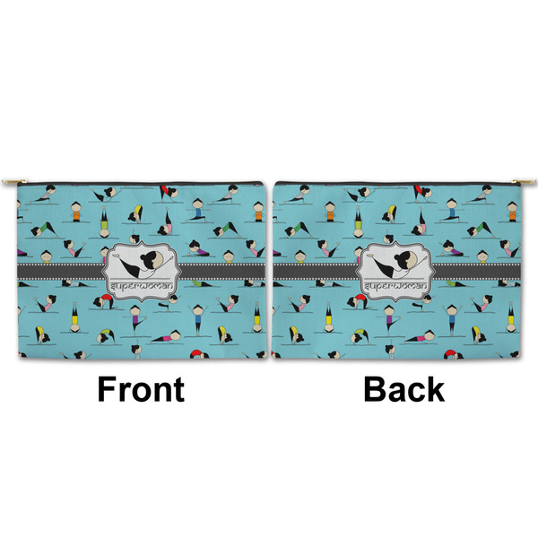 Yoga Poses Large Zipper Pouch Approval (Front and Back)