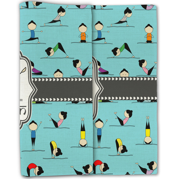 Yoga Poses Linen Placemat - Folded Half (double sided)