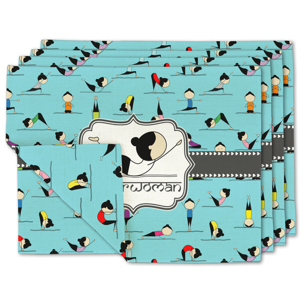 Custom Yoga Poses Linen Placemat w/ Name or Text