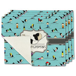 Yoga Poses Single-Sided Linen Placemat - Set of 4 w/ Name or Text