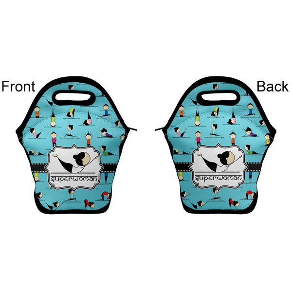Yoga Poses Lunch Bag - Front and Back