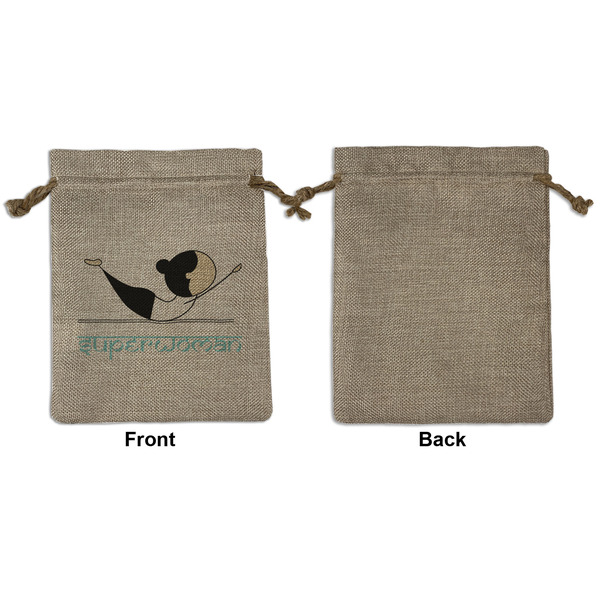 Yoga Poses Medium Burlap Gift Bag - Front Approval