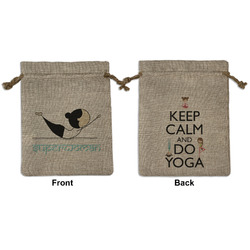Yoga Poses Medium Burlap Gift Bag - Front & Back (Personalized)