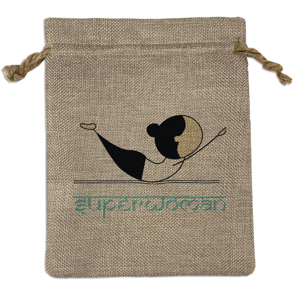 Custom Yoga Poses Burlap Gift Bag (Personalized)
