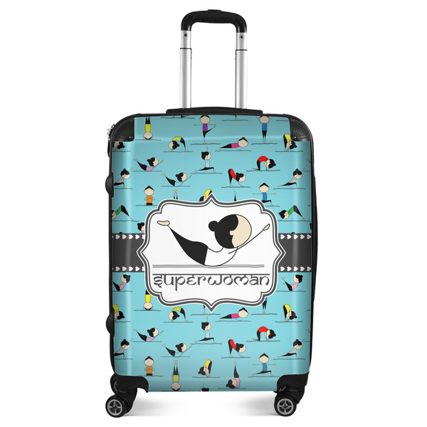 Custom Yoga Poses Suitcase - 24" Medium - Checked (Personalized)