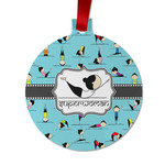 Yoga Poses Metal Circle Ornament - Double-Sided (Personalized)