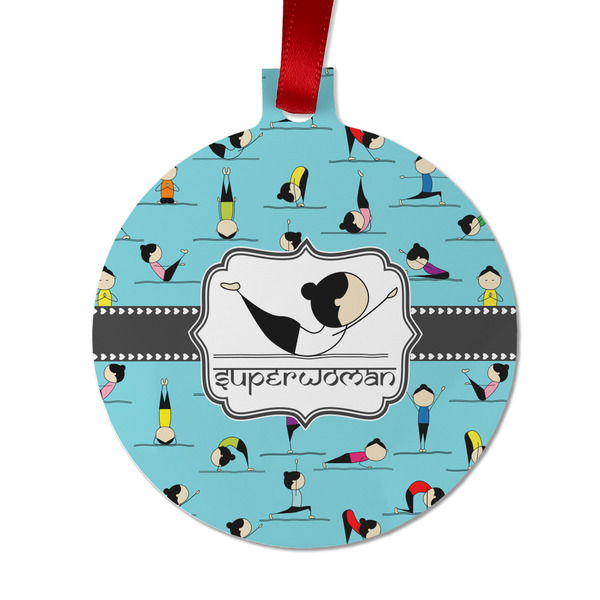 Yoga Poses Metal Ball Ornament - Front