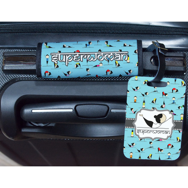 Yoga Poses Metal Luggage Tag & Handle Wrap - In Context