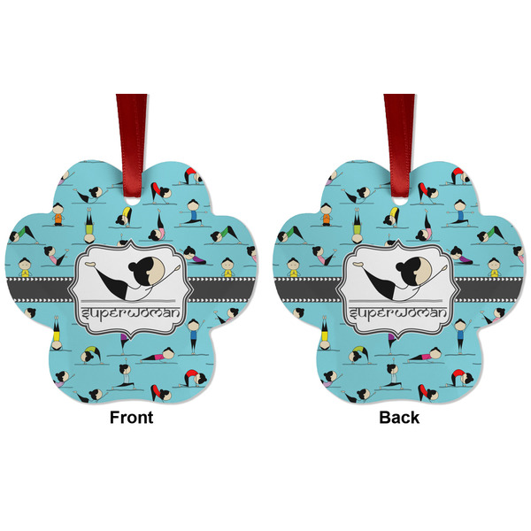 Yoga Poses Metal Paw Ornament - Front and Back